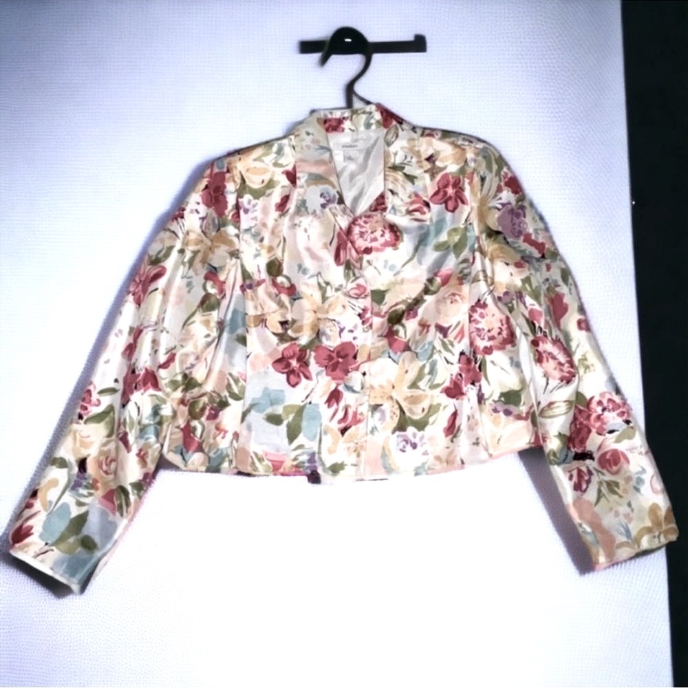 Dress Barn NWT Blazer Vintage Y2K Jacket Vibrant Floral Print Cropped Women’s M - Picture 2 of 16